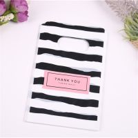 Wholesale 50pcs/lot New Design Black white Striped Packaging Bags for Gift Small Plastic Jewellery Pouches with Thank You