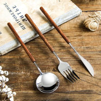 Jaswehome High-end Cutlery Set Rose Wood 304SS Steak Fork Dinnerware Stainless Steel Fancy Tableware Utensils Set