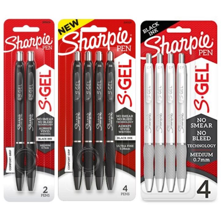 Sharpie 0.38 mm S-Gel Pen, Black - 4 Count