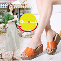 DOSREAL Wedges รองเท้าแตะสำหรับสตรีฤดูร้อนสไตล์โบฮีเมียนรองเท้าแตะชายหาดขนาดใหญ่ขนาด 34-41 High Heel รองเท้า