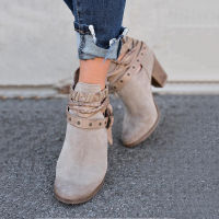 2021Women Buckle Strap Ankle Boots Platform Shoes Ladies Zip Spring Gladiator Fashion High Heels Female Plus Size Chunky Heel