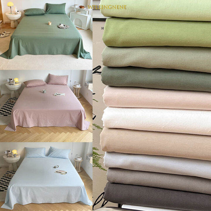 Solid Color Flat Sheet Single/Double/Queen/King/Super King Size Bed