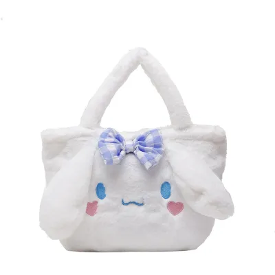 Cute Cartoon Plush Bag Handle Bag Women Girl Kids Cinnamoroll Stelllou Linabell Kuromi Melody Lotso Handbag Storage Bag 28X20cm