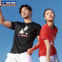 Victor Victory ชุดกีฬาแบดมินตันผู้ชายและชุดนางกระต่ายปี,เสื้อยืดแขนสั้นถักลายการ์ตูนใส่สบาย30029