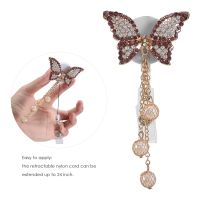 4 Pcs Rhinestone Retractable Badge Reel ID Badge Reel Clip for Nurse Doctor Teacher (Butterfly Sunflower Turtle )