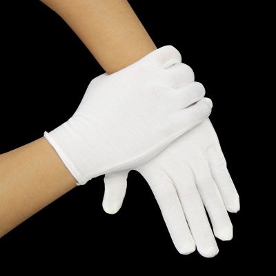 6Pairs White Cotton Gloves Soft Thin Gloves Hand Protector Work Gloves Easy Clean Anti Dust Multi for Household Ourdoor Working