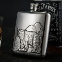 A7HONEST Stainless Steel Wine Bottle Hip Flask Flagon 6Oz Deer Pattern Whiskey Pocket Whiskey Bottle Alcohol Bottles