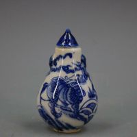 ☈✜ Chinese Blue and White Porcelain Qing Kangxi Kylin Design Snuff Bottle 2.56 inch