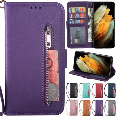 「Enjoy electronic」 Wallet Zipper Leather Case For Samsung Galaxy S22 S21 S20 Plus Ultra FE S10 S9 S8 Plus A12 A13 A33 A50 A51 A52 A53 A70 A71 A72