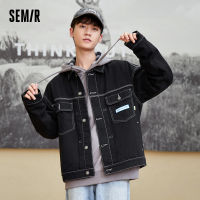 Semir แจ็คเก็ตผู้ชาย2022ฤดูใบไม้ร่วงใหม่จดหมายพิมพ์เสื้อผู้ชายแปรงหลวมแฟชั่นปกทำงานแจ็คเก็ตแนวโน้ม