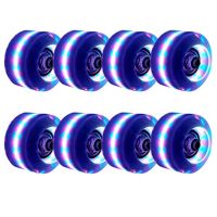 8Pcs Light Up Quad Roller Skate Wheels 32Mm X 58Mm, Luminous Light Up Quad Roller Skate Wheels With Bearings Installed