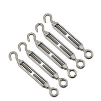 5PC 304 Stainless Steel Hook And Eye Turnbuckle Wire Rope Tension Polished Rigging Hardware M4 M5 M6 M8 M10 For Sun Shade Sail