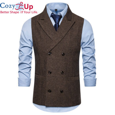 ▧▲◇ hnf531 Cozy Up Mens Formal Double Breasted Vests Classic Suit Gilet Homme Slim Fit Coffee Waistcoat Men Marriage Chalecos Para Hombre