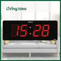 Living idea นาฬิกา LED แขวนผนัง ขนาด 35X13X3CM รุ่น 3513B นาฬิกาดิจิตอล ไฟสีแดง – ตัวเรือนสีดำ ขอบสีเงิน