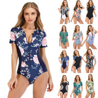 2021 Swimsuit Women Swimwear Push Up Monokini Bodysuit Zip Rash Guard Swimsuit Female Sport Bathing Suit BeachWear XXL