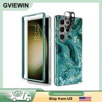 GVIEWIN สำหรับ Samsung Galaxy,เคสโทรศัพท์6.8นิ้วพิเศษพร้อมฟิล์มป้องกันเลนส์กล้องถ่ายรูปหน้าจอเคสลายดอกไม้กันกระแทกสำหรับ S23