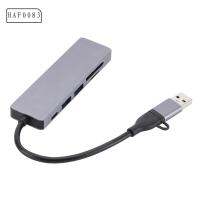 HAF0083 ตัวแยกสัญญาณ USB 6-in-1 แท่นต่อขยาย Type-C เครื่องอ่านการ์ดอเนกประสงค์ เอสดี/ทีเอฟ เสียบและเล่น อะลูมิเนียมอัลลอยด์ สำหรับคอมพิวเตอร์/เมาส์/โทรศัพท์มือถือ /แท็บเล็ต