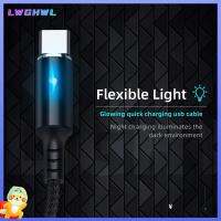 LWGHWL 5A สายเคเบิลชนิด C พร้อมไฟแสดงสถานะ LED ยูเอสบี สายชาร์จเร็ว ทนทานต่อการใช้งาน 2 in 1 สายชาร์จโทรศัพท์ สำหรับ ซัมซุง/Xiaomi Xiaomi/หัวเว่ย/Poco ค่ะ