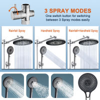 Luxury Bathroom Shower System Overhead Shower Set with 3 Modes Hand Showerhead Black Bathroom Rain Showers Mixer Set Top Spray