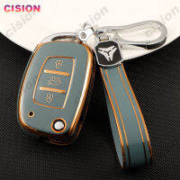 TPU Flip Car Key Case Cover Remote Fob Holder Shell Keychain Protector สำหรับ Hyundai Starex Elantra Veloster Verna Reina Ix25 Creta Solaris H-1 H1 Elite NS พับรีโมท Fob ผู้ถือ Protector