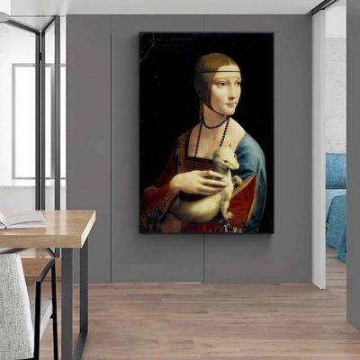 Lady With กn Ermine ภาพวาดผ้าใบบนผนังโดย Leonardo Da Vinci ที่มีชื่อเสียง Wall กrt โปสเตอร์และพิมพ์ Cuadros wall Decor