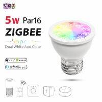 【☄New Arrival☄】 sdis shop Rgb และ Dual White 5W Par16 E27สปอตไลท์ไฟ Led Rgbw/cw 2700-6500K หลอดไฟ Led Ac100-240v Zll Zigbee Zll ทำงานร่วมกับโคมไฟ Led Alexa Puls