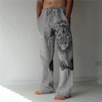 Mens Trousers Summer Pants Beach Pants Drawstring Elastic Waist 3D Print Animal Lion Daily Holiday Streetwear Hawaiian