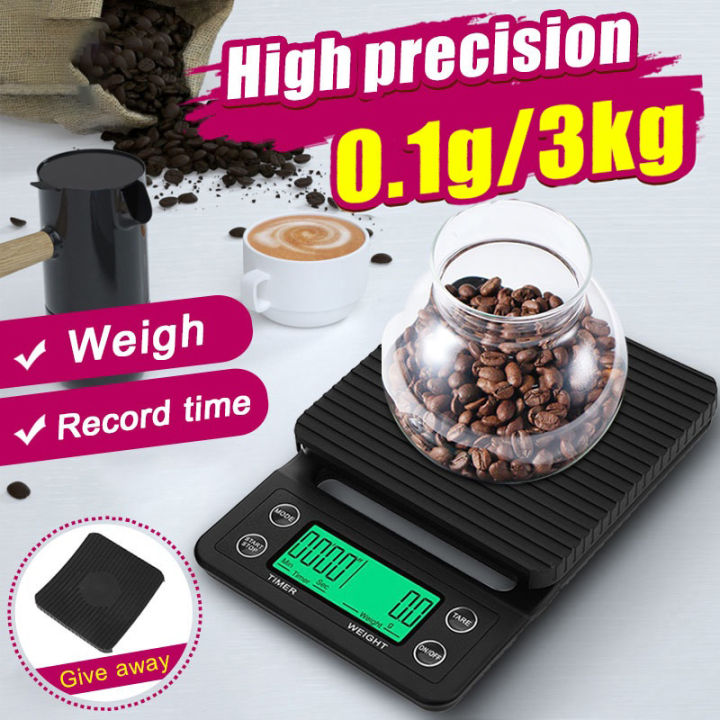 Coffee Scale Pour Over Drip Espresso Scale High Precision Kitchen Scale with Timer 5kg/0.1g, Size: 18x14x3CM