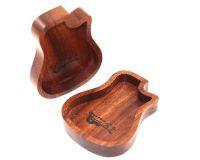 ‘；【- Acoustic Guitar Accessories Guitar Solid Sapele Wood Storage Box For Paddle