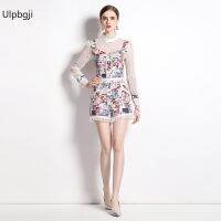 Spring and Summer New Lace Stitching Shorts Fashion Two-Piece Suit