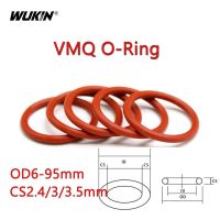 20 Buah Paking Segel Bundar O-ring Silikon Aman untuk Makanan OD 6-95Mm CS 2.4/3/3 5Mm Gasket Cincin Merah Tahan Suhu Tinggi