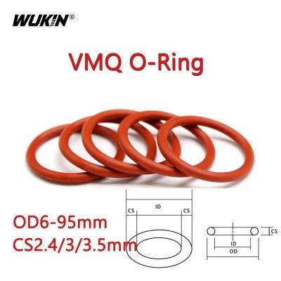 20Pcs Food Grade Silicone O-Ring Round Seal Gasket OD 6-95mm CS 2.4/3/3.5mm High Temperature Resistant Red Ring Gaskets