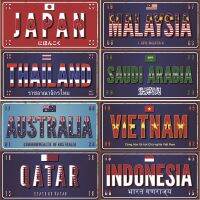 Asia Countries Name Flag License Plate Poster Vintage Home Decor Retro Metal Tin Signs Pub Car Garage Wall Art Decor