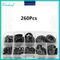 COOLEAF 260Pcs M2/M2.5/M3/M4/M5//M8/M10/M12 แหวนล็อคฟัน 9ขนาด เหล็ก65Mn เครื่องล้างฟันภายใน แหวนล็อคเครื่องซักผ้า สีดำสีดำ Starlock washers Assortment KIT เครื่องผลิตเครื่องจักร