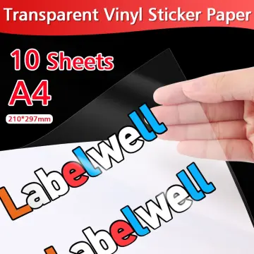 10 Sheets Transparent Printable Vinyl Sticker A4 Inkjet Transparent Self  Adhesive PET Label Paper Clear Transparent Sticky Paper