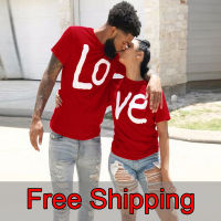 Couple T-shirt Summer Couple LOVE Printed Clothes Couple Tshirt Christmas Casual Cotton Short Sleeve Tees nd Loose Couple Top