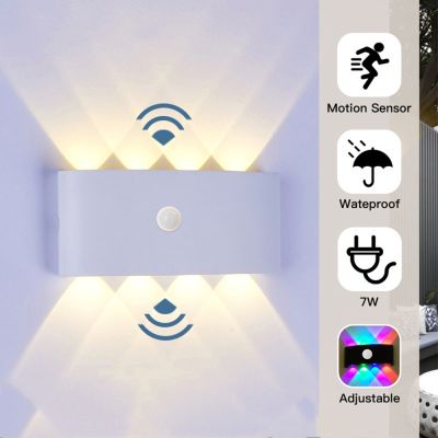 AC85-265V Lampu Dinding LED Sensor Gerak IP65 Tahan Air Pencahayaan Luar Ruangan Lampu Dinding Dalam Ruangan Ruang Tamu Tangga Perlengkapan Lampu Dinding