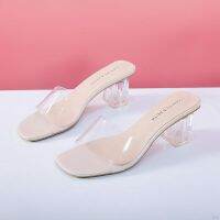 Crystal With Thick Heel And Middle Heel With Transparent Breathable Comfortable Fashion Sandals Women shoes