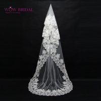 Wowbridal Gorgeous Noble Bridesmaid Wedding Veil 2021 Pattern Embroidery Appliqued Edge Organza Floor-Length Bridal Accessories Hair Accessories