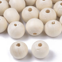 150-2000pc Natural Unfinished Wood Beads Waxed Wooden Beads Smooth Surface Round, Macrame Beads Large Hole Beads Floral White 25mm, Hole: 6~7mm