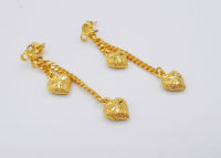 Thai Jewelry earrings gold heart dangle Micron cover gold plated 100% jewelry women gold plated gold