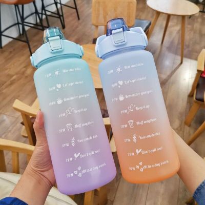 2 Liter Sports Water Bottle with Straw Men Women Fitness Water Bottle Outdoor Cold Water Bottlesc With Time Marker Drinkware New