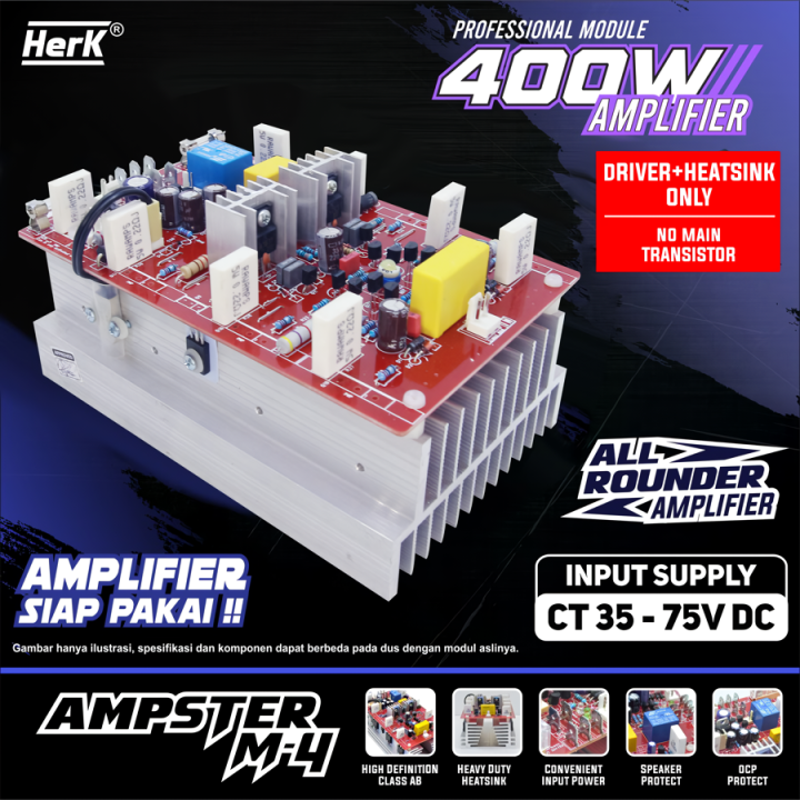 KIT AMPSTER M4 400W NON TR POWER AMPLIFIER HERK | Lazada Indonesia