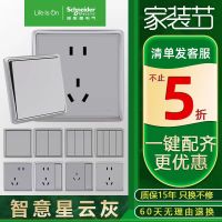 Schneider Switch Socket Zhiyi Series Nebula Grey Household Wall 5-Hole Socket With Usb Switch Panel