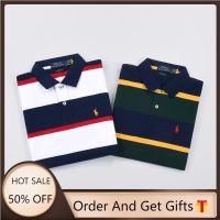 Hot Sale Ralph Laurens Striped Polo Golf Shirts Mens T-Shirts Male Lapel Short Sleeve Polo Shirt 〖LYUE〗 【SSY】