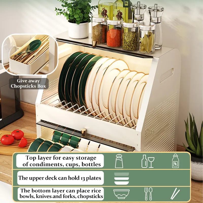 Kitchen Dish Drying Rack Double-deck Dish Chopsticks Glass