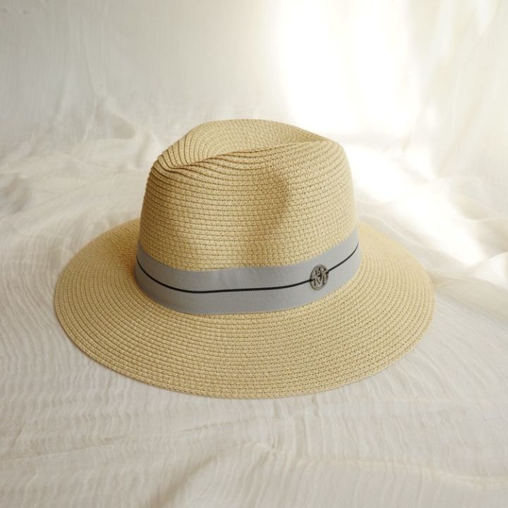 หมวกสานผู้หญิง-พร้อมโลโก-m-หมวกกันแดด-หมวกสานพกพา-หมวกสำหรับผู้หญิง-หมวกแฟชั่นสตรี-หมวกสานเที่ยวทะเล-คุณภาพดีคุ้มเกินราคาแน่นอน