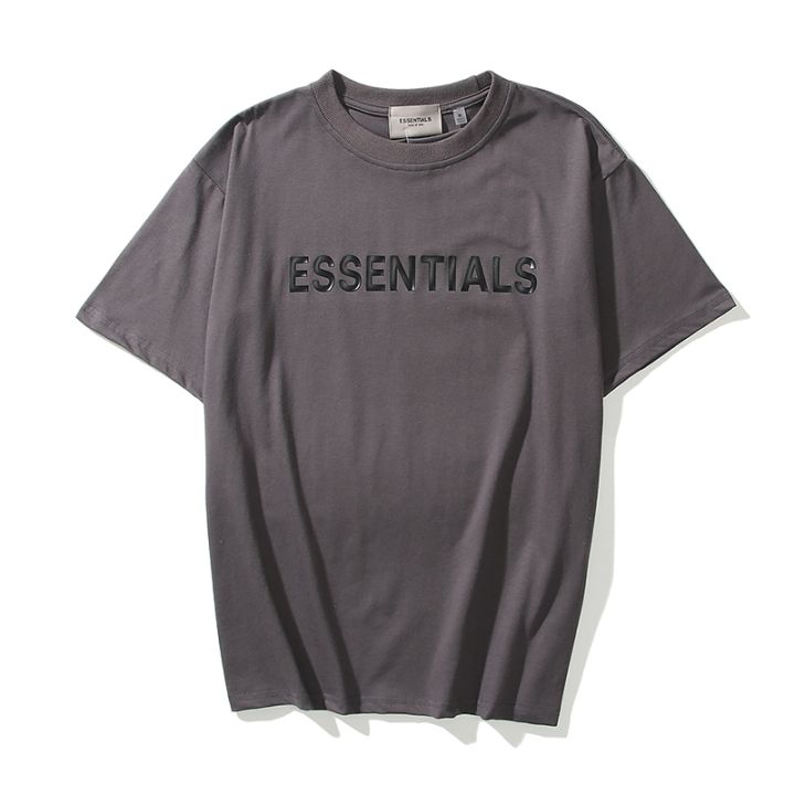 เพลง-fear-of-god-essentials-เสื้อทีเชิ้ตแขนสั้นเสื้อเสื้อยืดแบบหลวมตัดหมอกไฮสตรีท