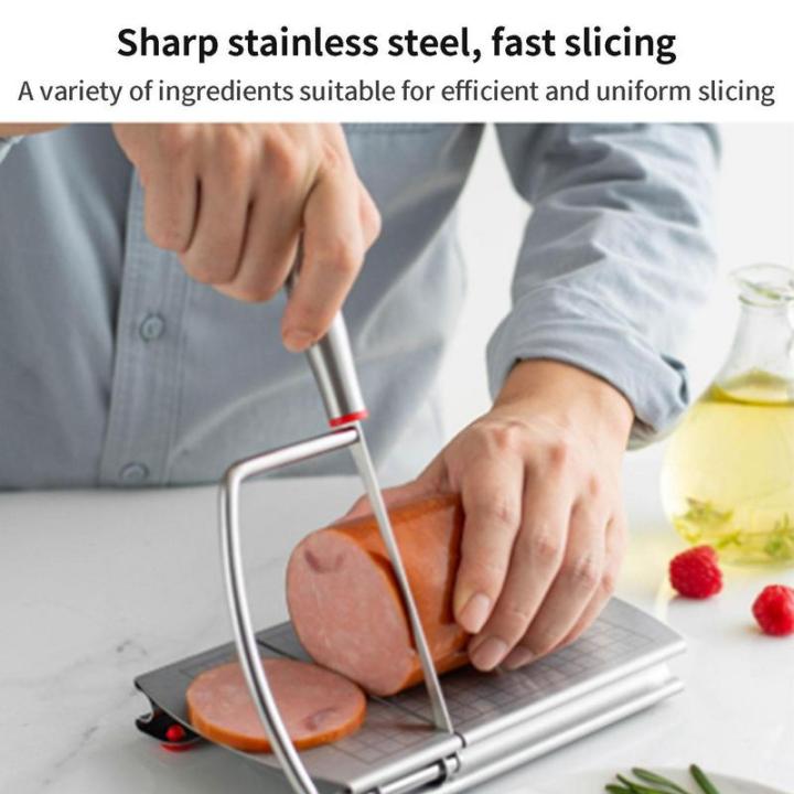 เครื่องตัดชีสสแตนเลสสตีลเนย-slicing-เครื่องมือเขียงพร้อมอุปกรณ์ครัวดูดสำหรับหั่นบล็อกชีสเนย-ham