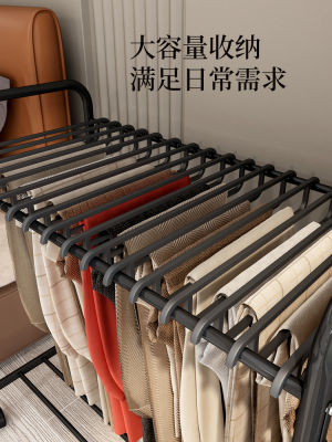 ราวแขวนกางเกงไม้แขวนเสื้อราวแขวนเสื้อผ้าที่เคลื่อนย้ายได้ Multi-Functional Floor Pulley Hanger ตู้เสื้อผ้าที่เก็บห้องนอน Closet Organizer